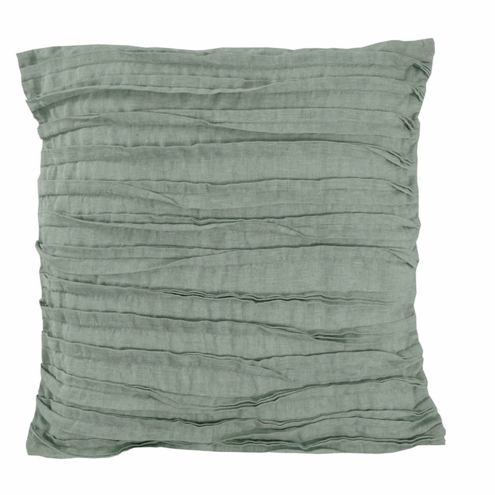 Lazy Linen Plain Ruffle Cushion in Sage Green